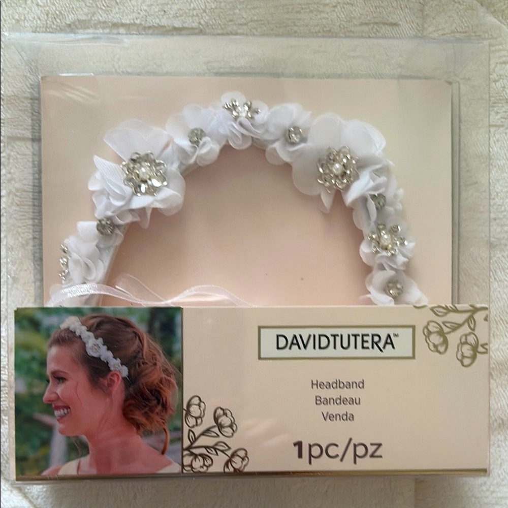 David Tutera Ivory Floral Embellished Headband